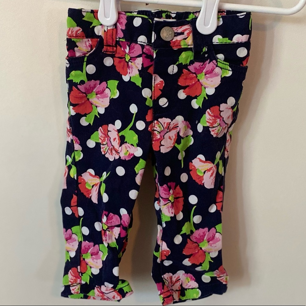 Girl’s Children’s Place Navy Floral Jeans 6-9M
